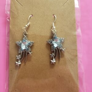 Silver Star Dangle Earrings